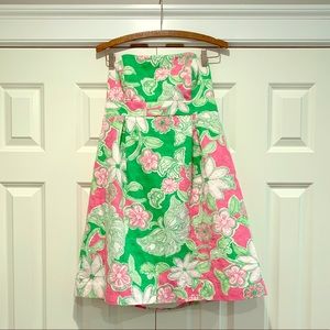 Pink and green Lilly Pulitzer strapless dress